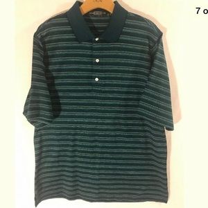 CARNOUSTIE POLO SHIRT STRIPED TEAL SHORT SLEEVE L